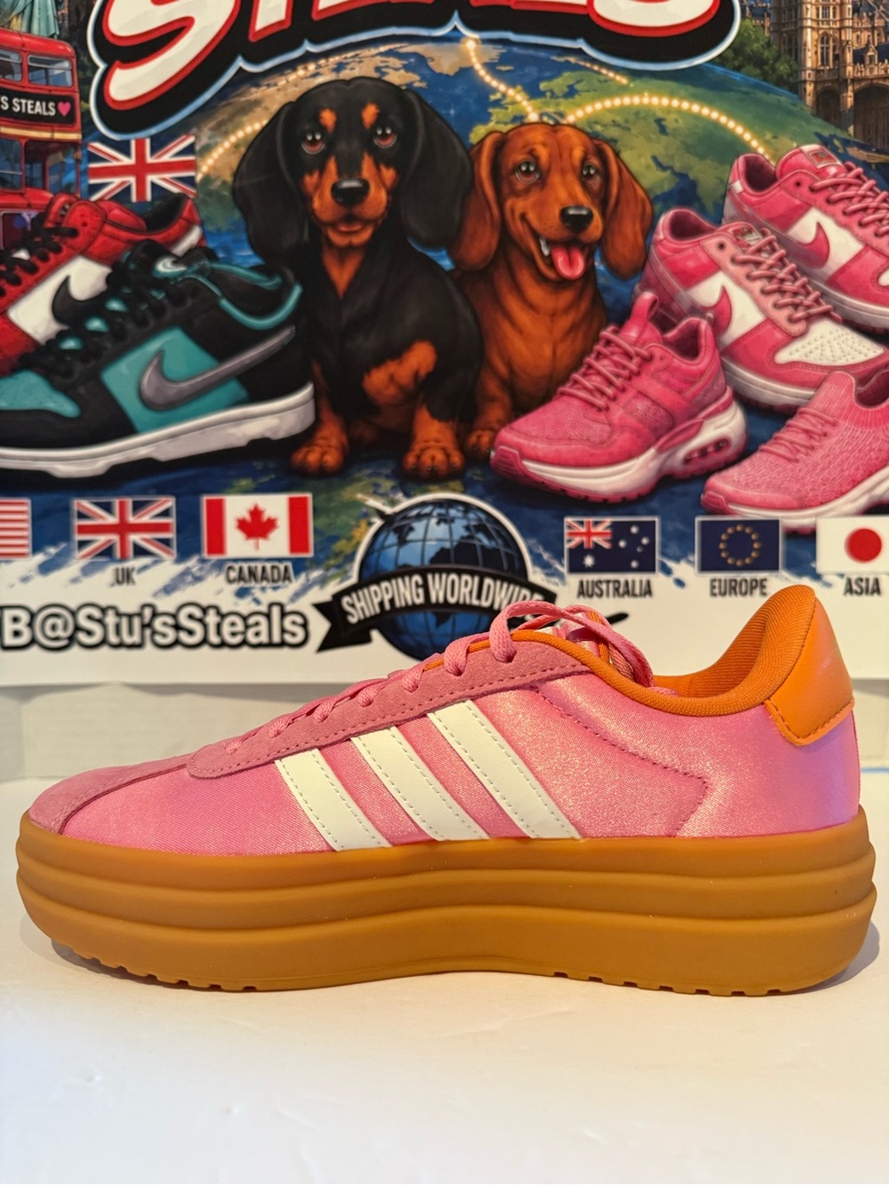 adidas Kids Pink and Orange Platform Sneakers 6.5W/5Y - Picture 5 of 10